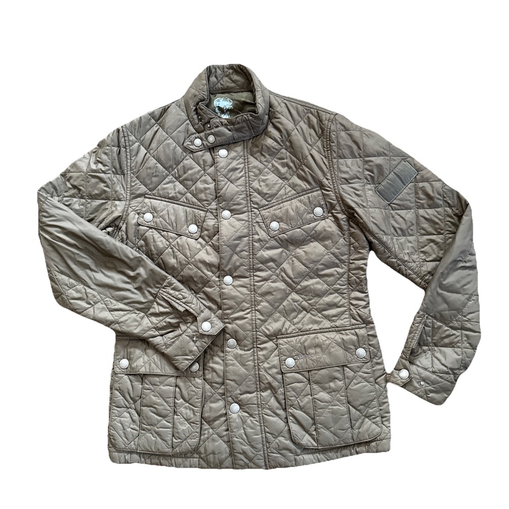Barbour Rider Quilt Jacket Men Medium Brown International Motorcycle Biker